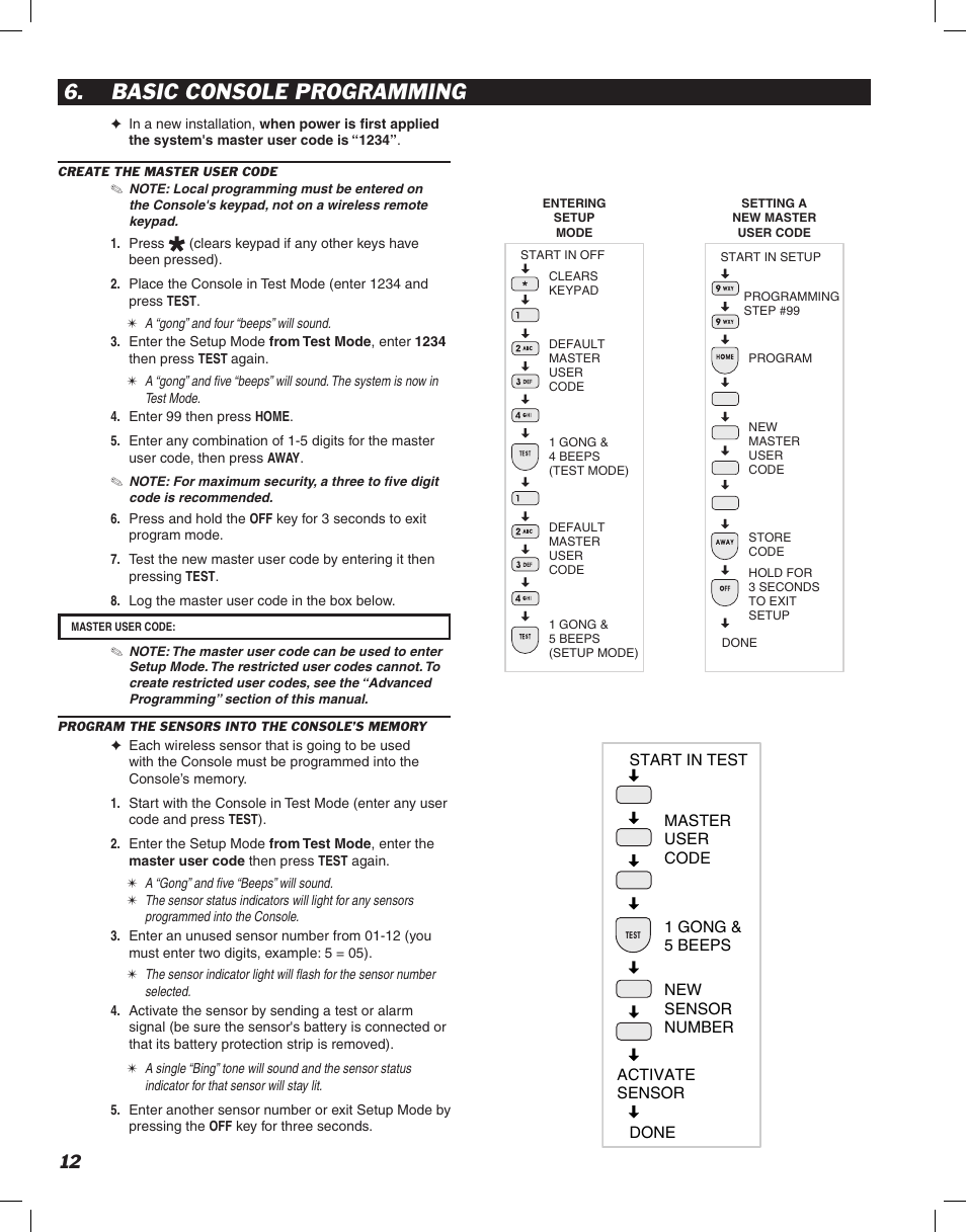 Basic console programming | Linear DVS-1200 User Manual | Page 14 / 44