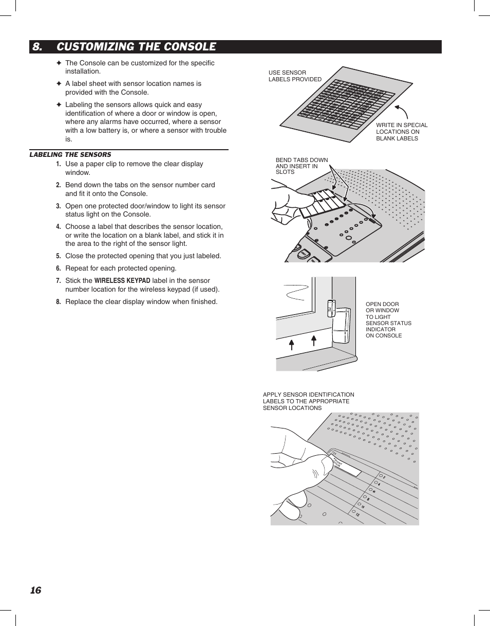 Customizing the console | Linear DVS-1200 User Manual | Page 18 / 44