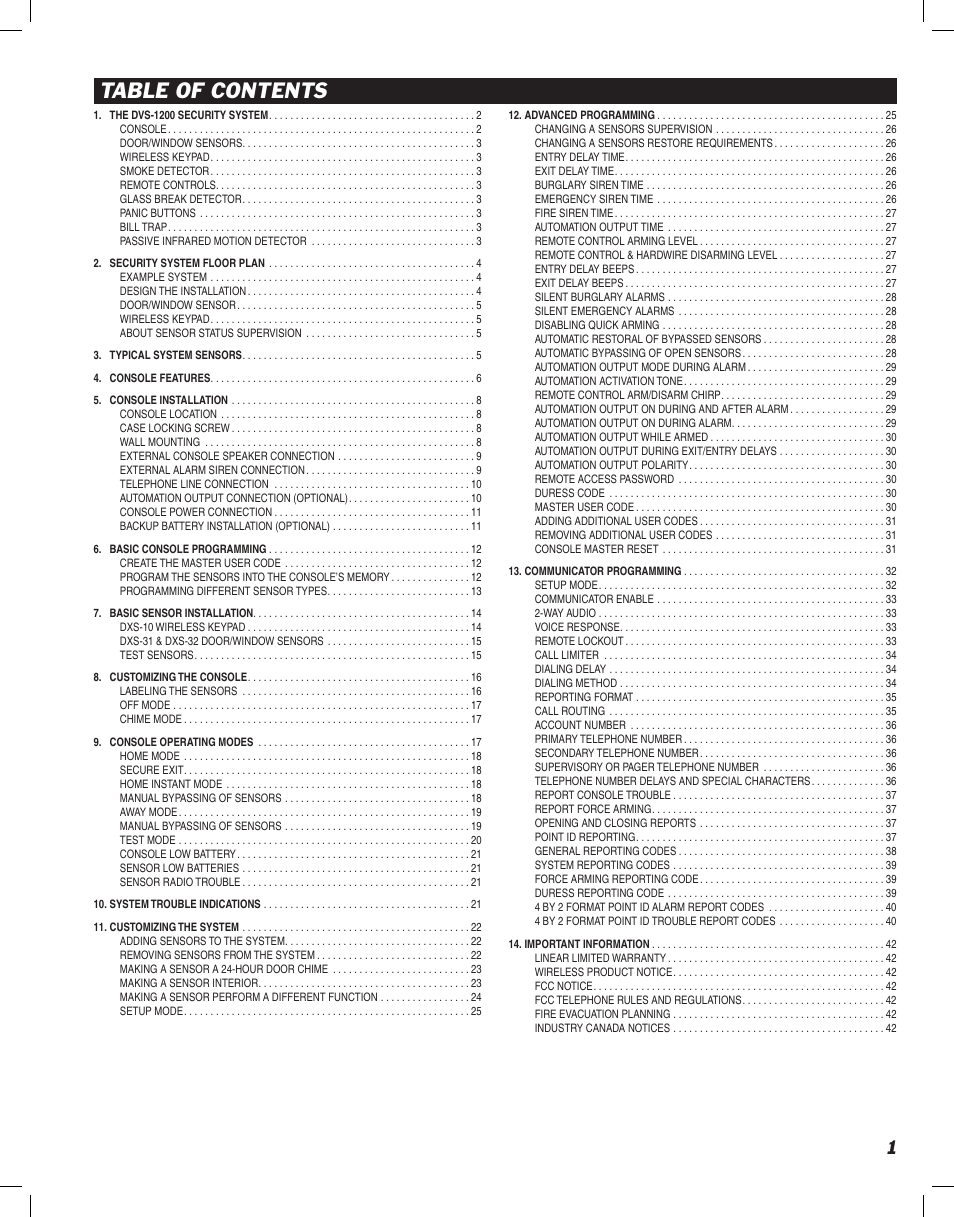 Linear DVS-1200 User Manual | Page 3 / 44