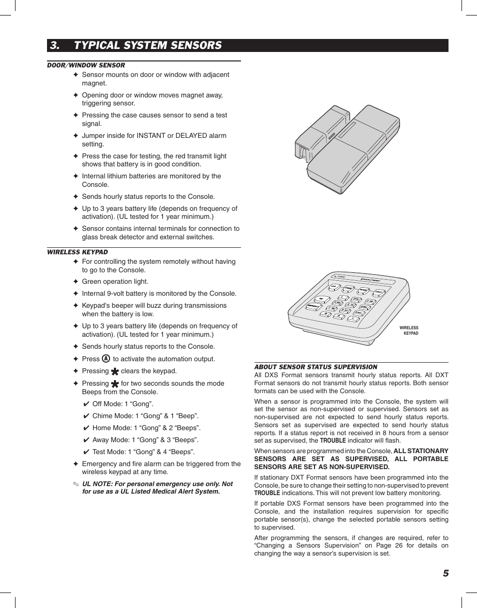 Typical system sensors | Linear DVS-1200 User Manual | Page 7 / 44