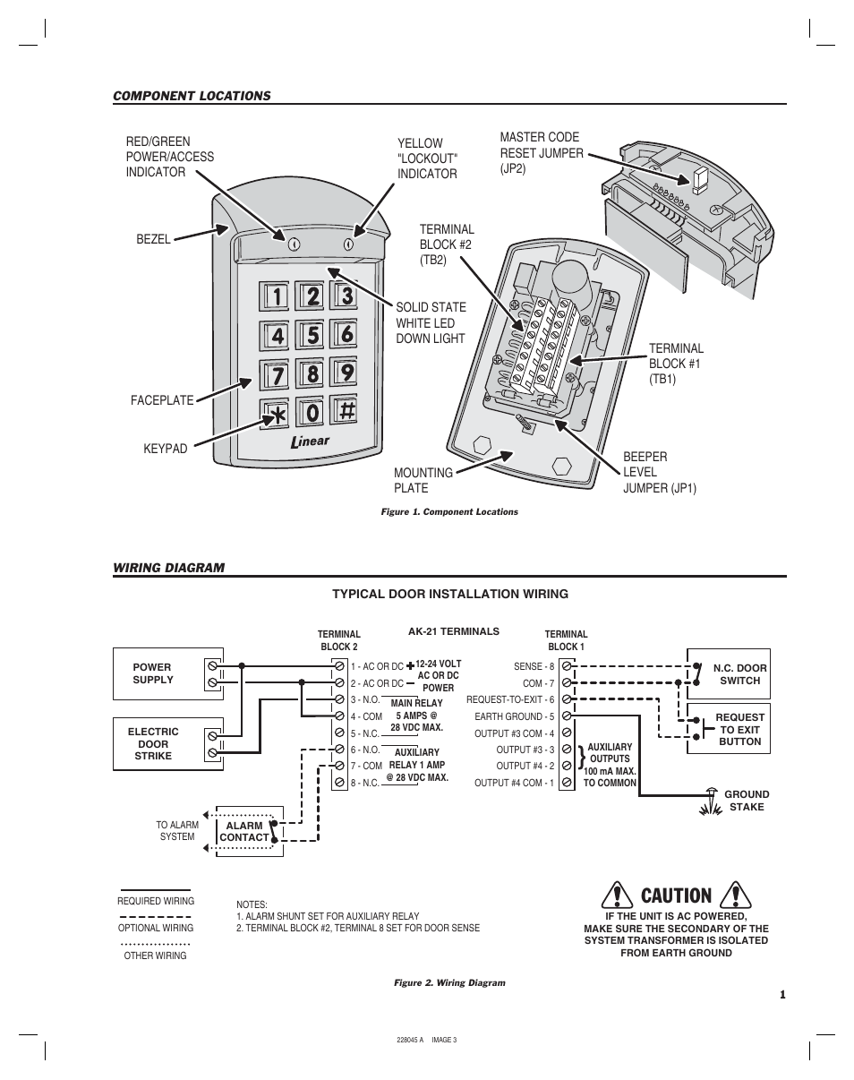 Caution | Linear ACCESS AK-21 User Manual | Page 3 / 8