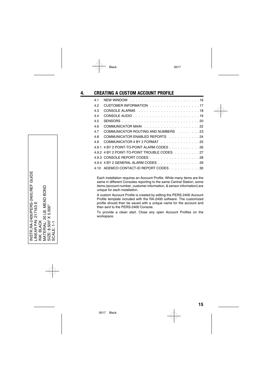 Creating a custom account profile | Linear PERS-2400 PERSONAL EMERGENCY REPORTING SYSTEM RA-2400 User Manual | Page 17 / 40