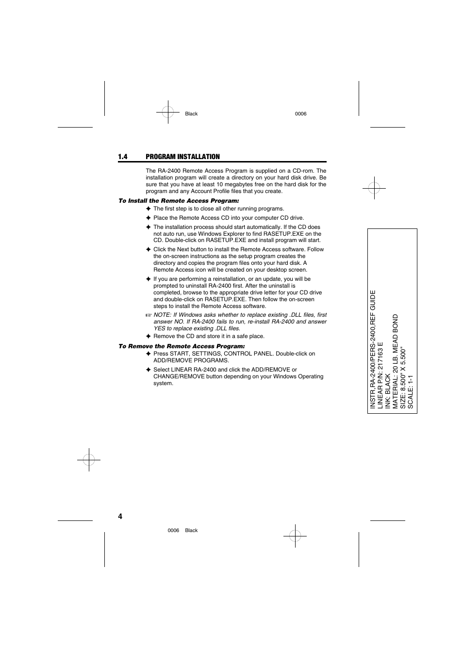 Linear PERS-2400 PERSONAL EMERGENCY REPORTING SYSTEM RA-2400 User Manual | Page 6 / 40