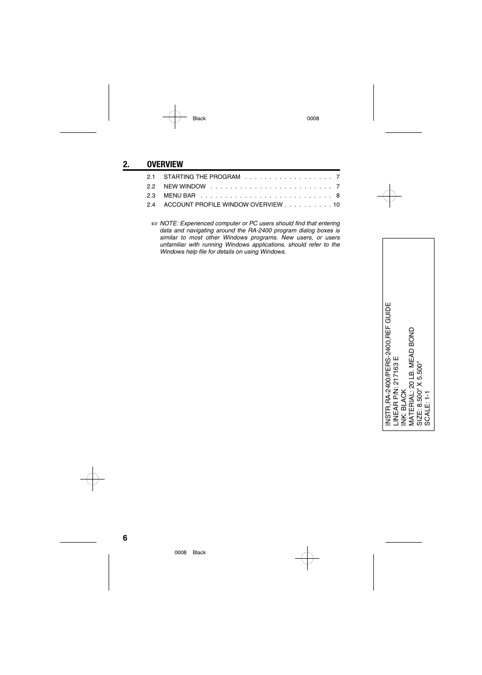 Overview | Linear PERS-2400 PERSONAL EMERGENCY REPORTING SYSTEM RA-2400 User Manual | Page 8 / 40