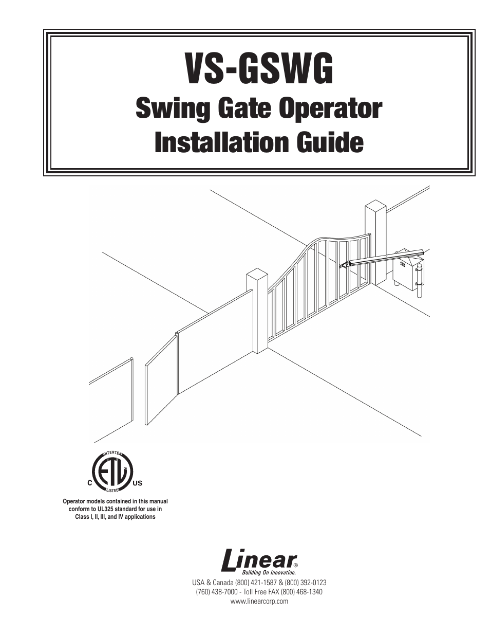 Linear VS-GSWG User Manual | 34 pages