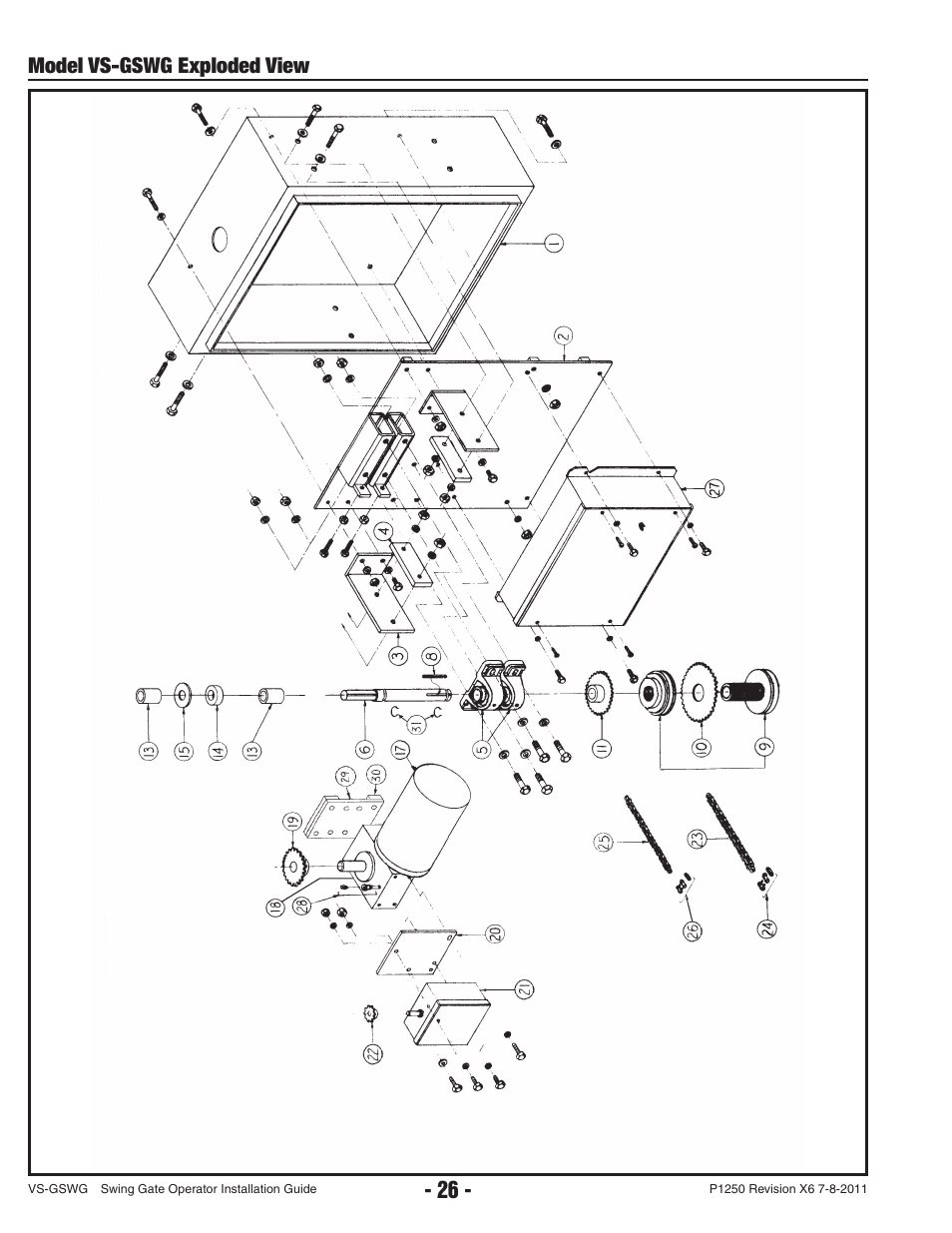 Model vs-gswg exploded view | Linear VS-GSWG User Manual | Page 28 / 34