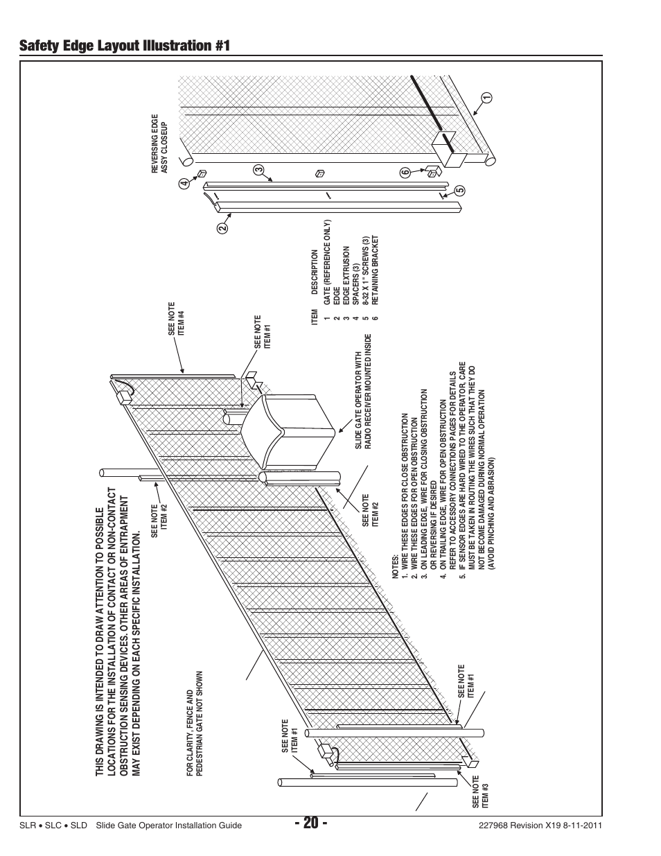 Safety edge layout illustration #1 | Linear SLC User Manual | Page 22 / 38