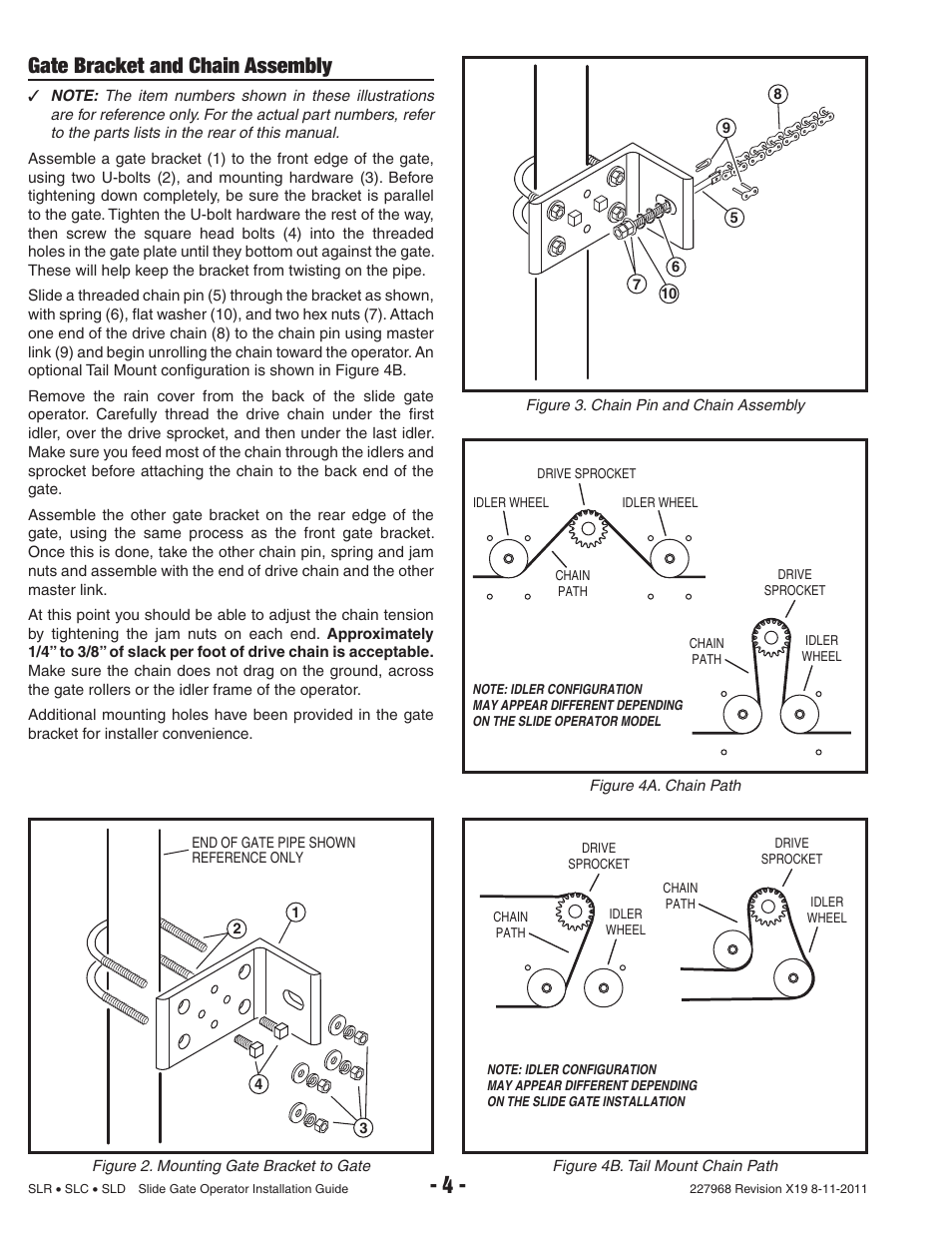 Gate bracket and chain assembly | Linear SLC User Manual | Page 6 / 38