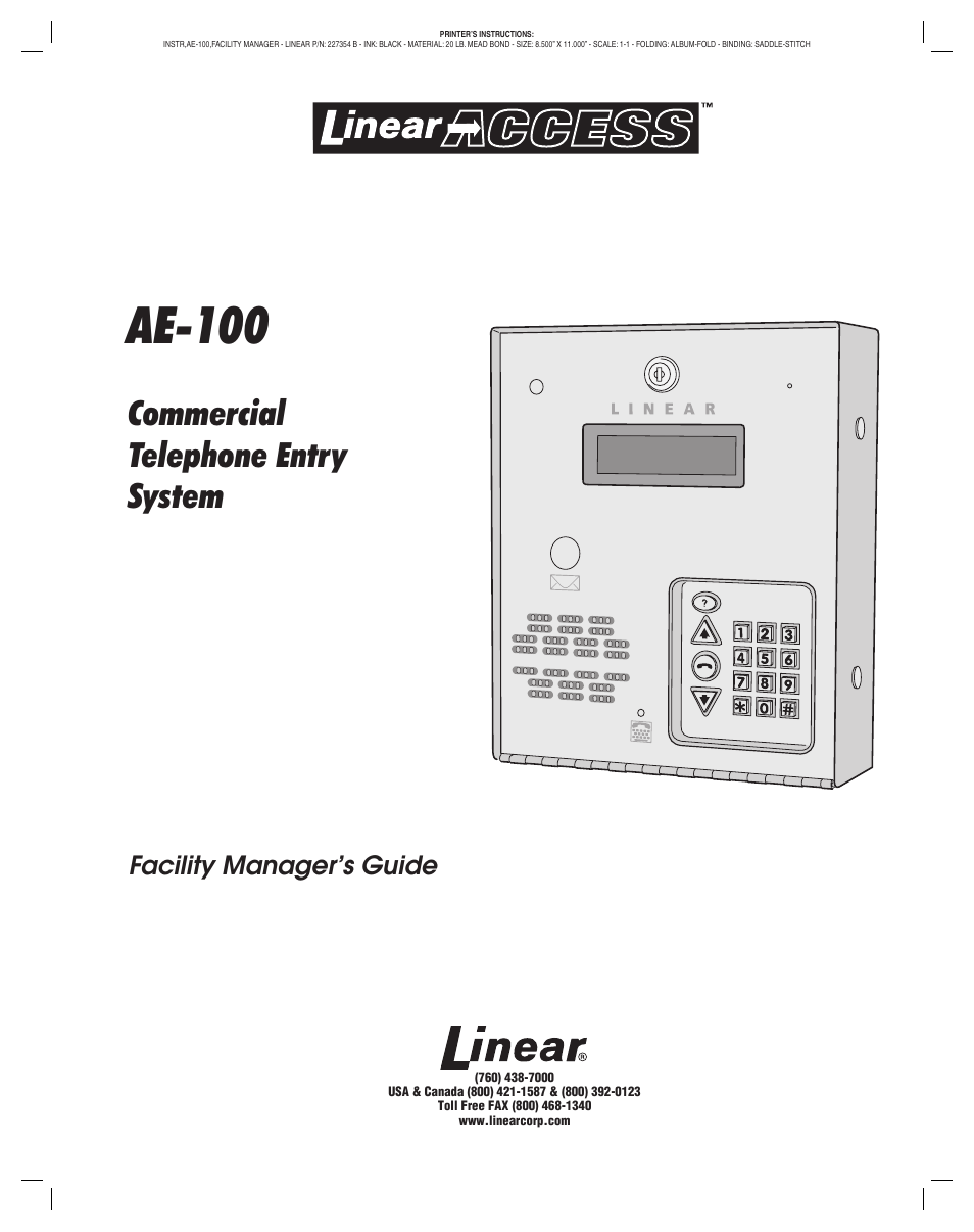 Linear ACCESS AE-100 User Manual | 24 pages