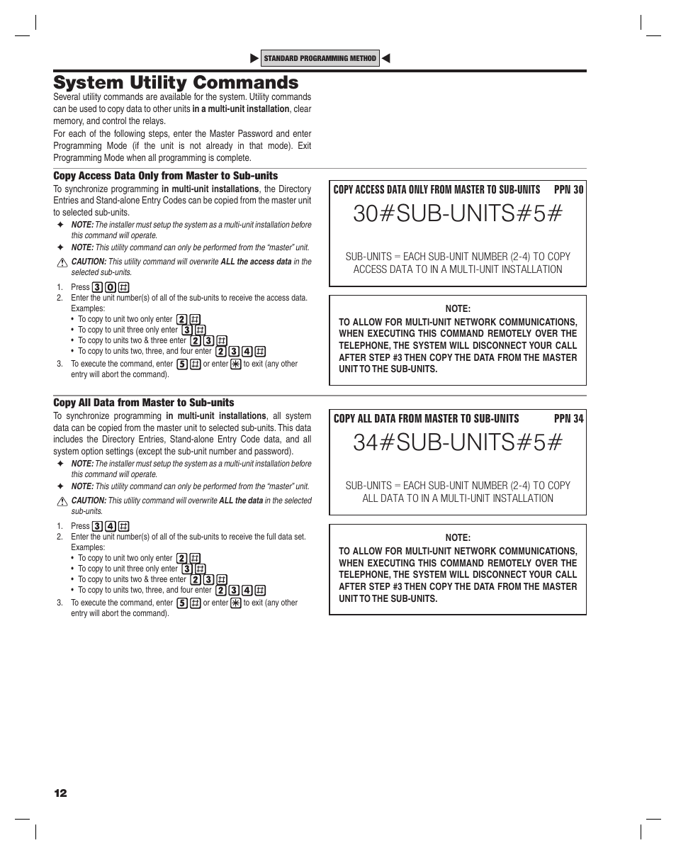 30#sub-units#5, 34#sub-units#5, System utility commands | Linear ACCESS AE-100 User Manual | Page 12 / 24
