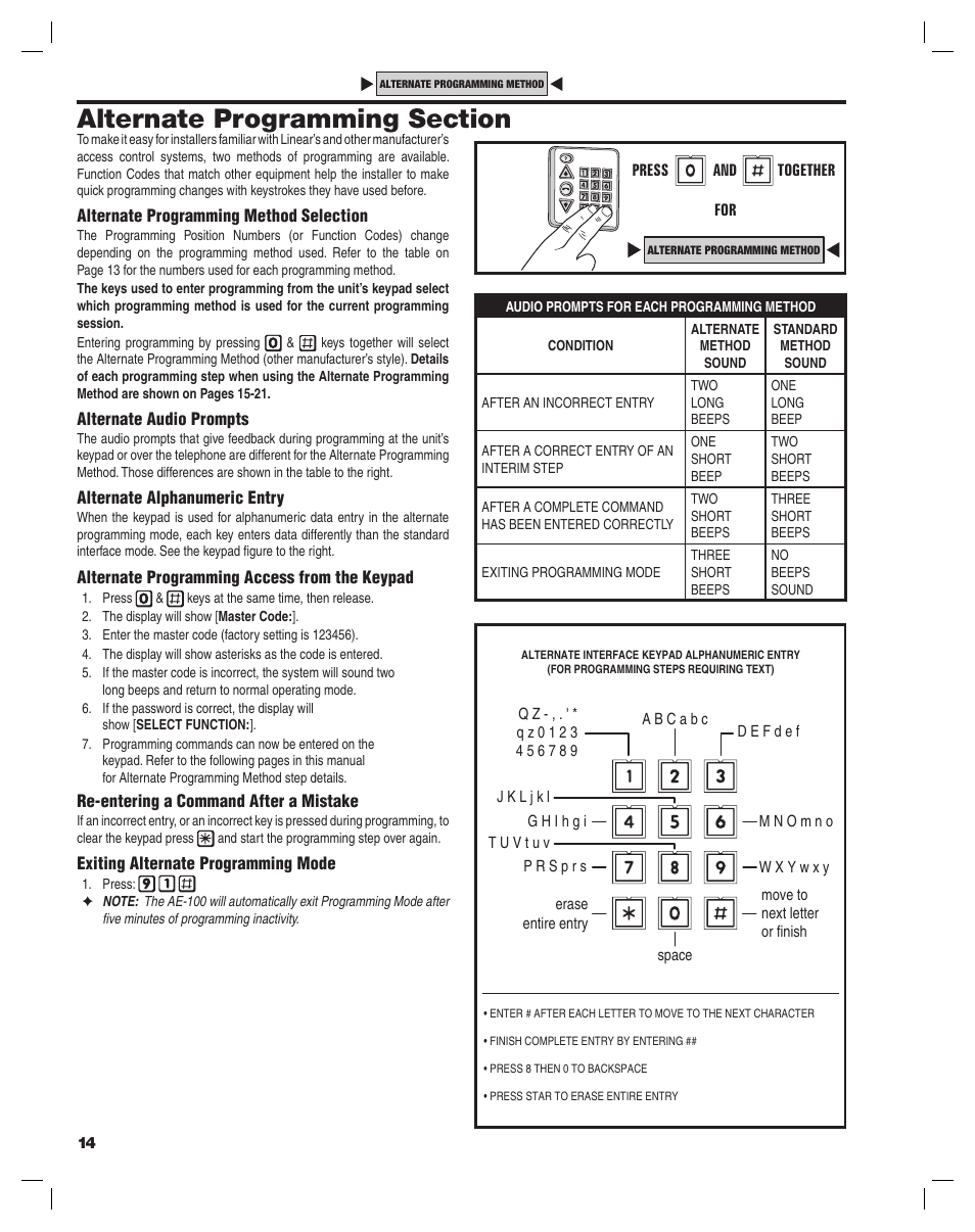Linear ACCESS AE-100 User Manual | Page 14 / 24