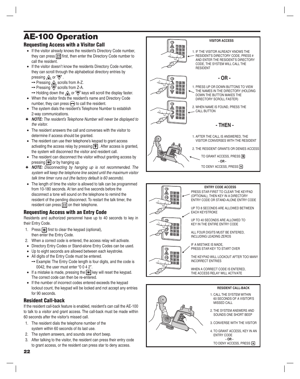 Ae-100 operation, Then | Linear ACCESS AE-100 User Manual | Page 22 / 24