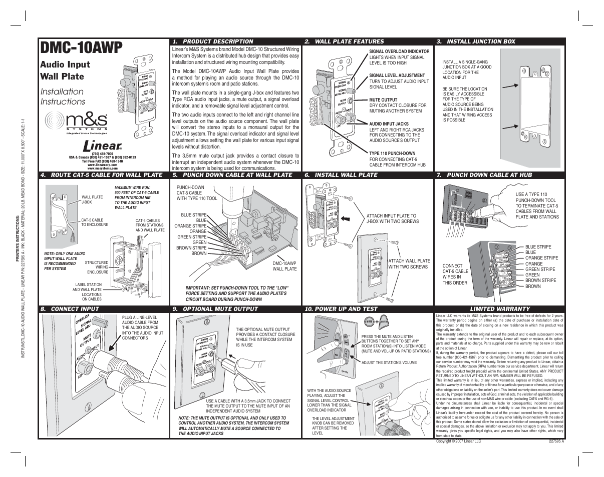 Linear DMC-10AWP User Manual | 1 page