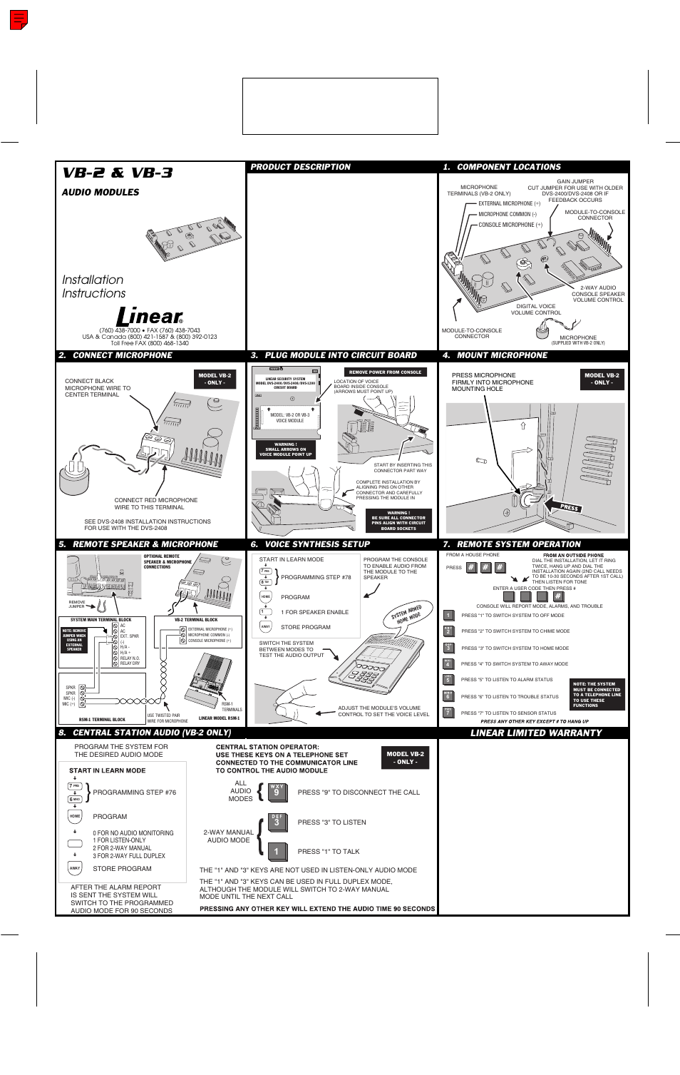 Linear VB-3 User Manual | 1 page