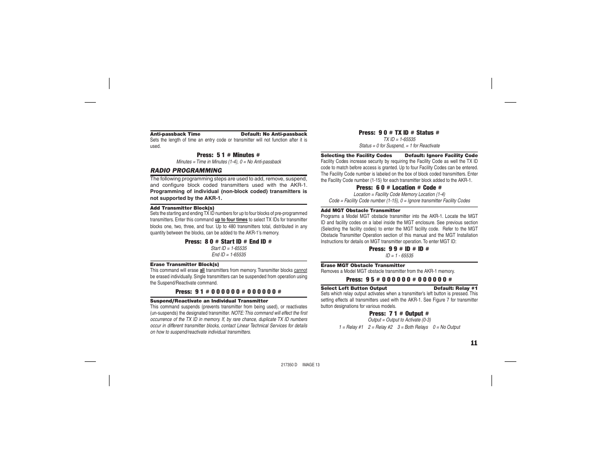 Linear AKR-1 User Manual | Page 13 / 20