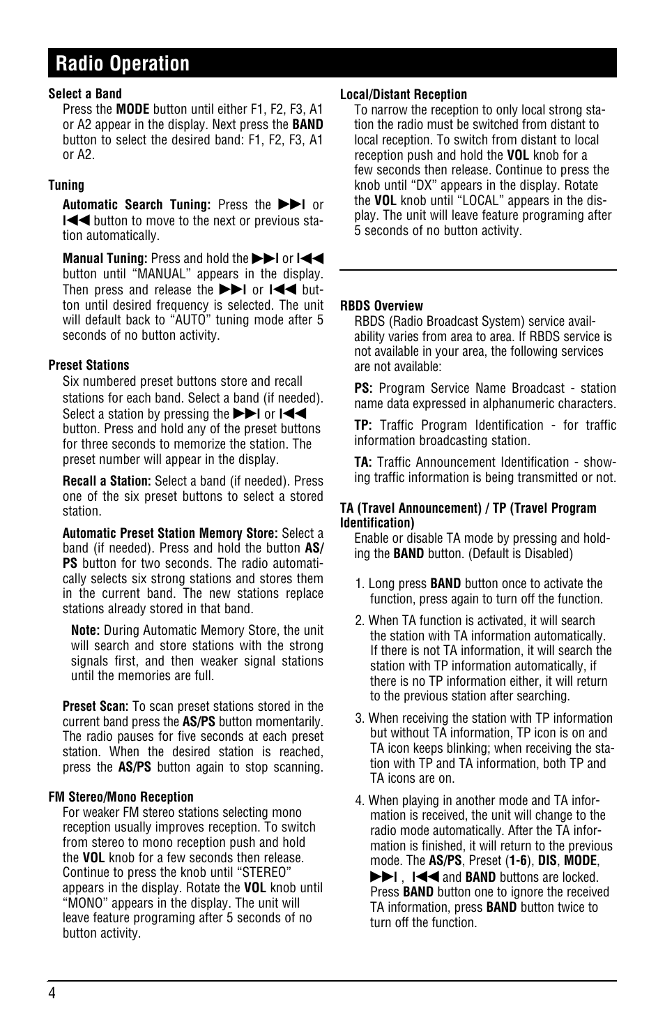 Radio operation | Linear M3300CD User Manual | Page 4 / 12