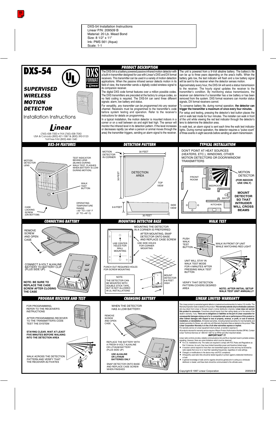 Linear DXS-54 User Manual | 1 page