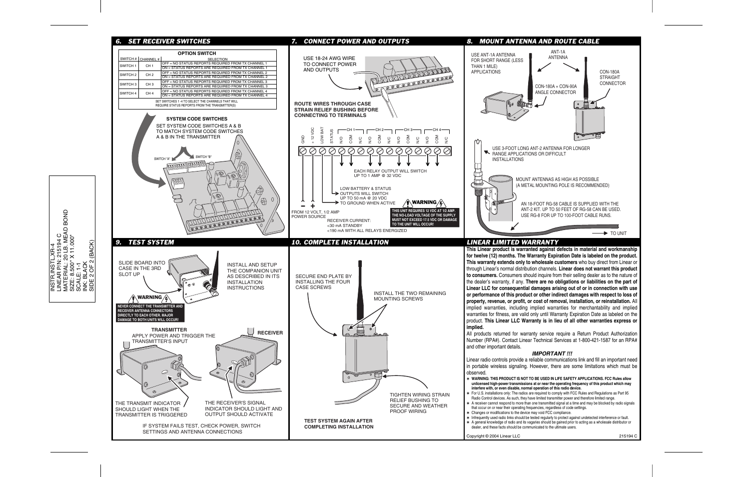 Linear XR-4 User Manual | Page 2 / 2