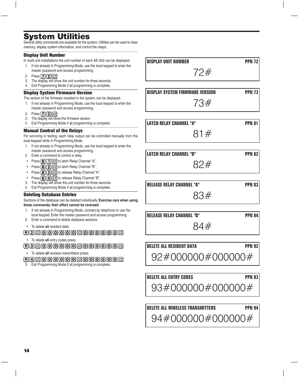 System utilities | Linear AE-500 User Manual | Page 14 / 16