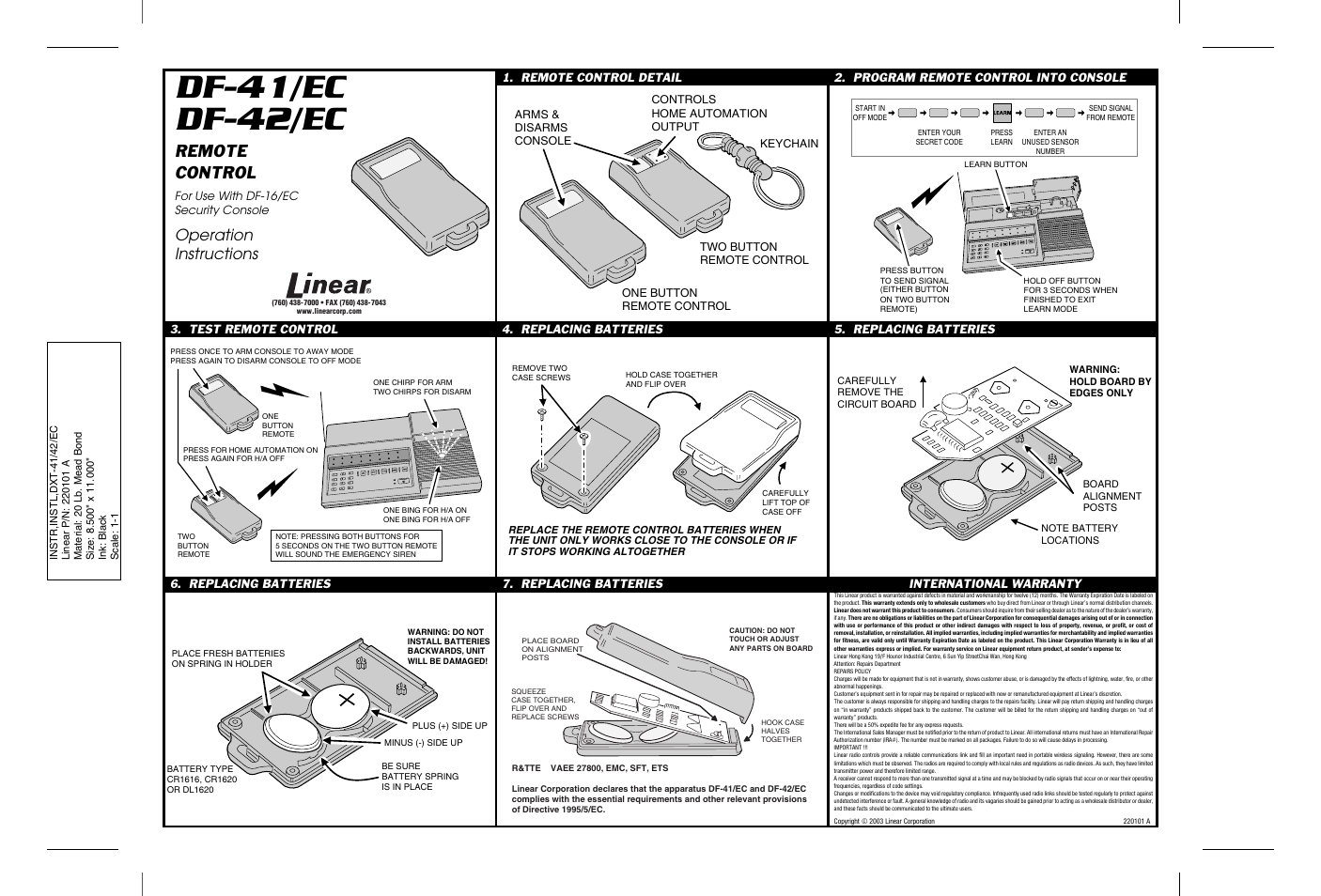 Linear DF-41/EC User Manual | 1 page