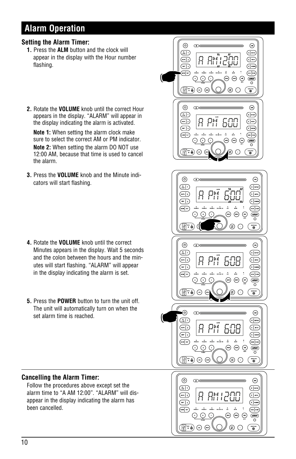 Alarm operation | Linear RV5080 User Manual | Page 10 / 32