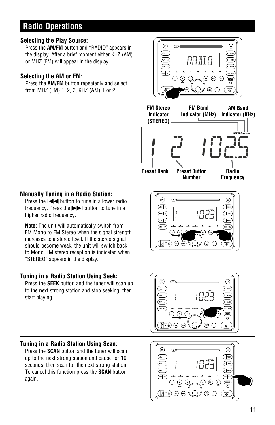 Radio operations | Linear RV5080 User Manual | Page 11 / 32