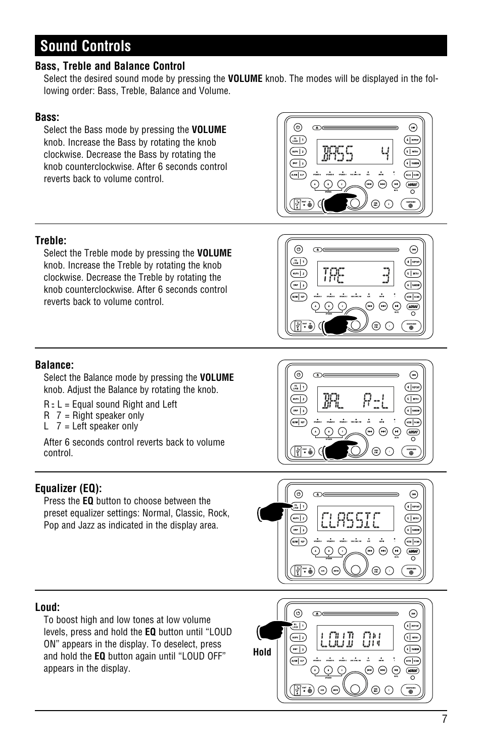 Sound controls | Linear RV5080 User Manual | Page 7 / 32