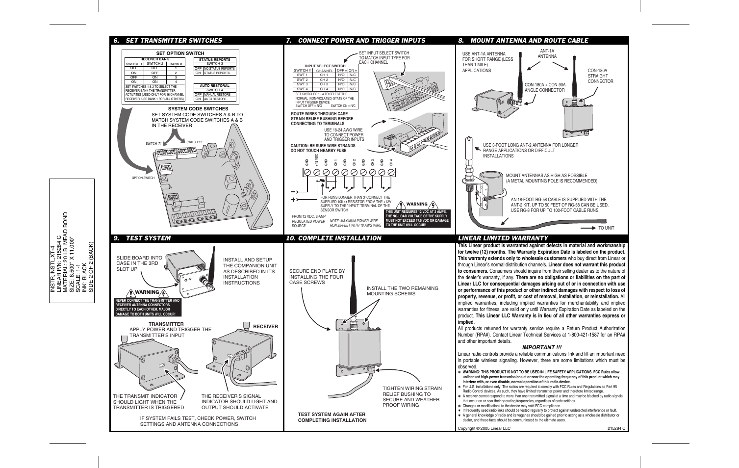 Linear XT-4 User Manual | Page 2 / 2