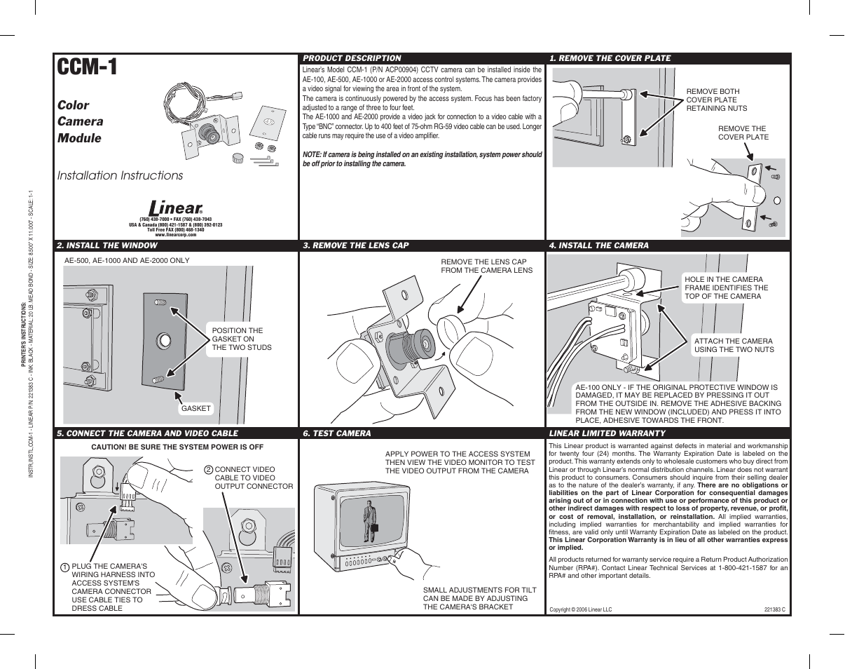 Linear CCM-1 User Manual | 1 page