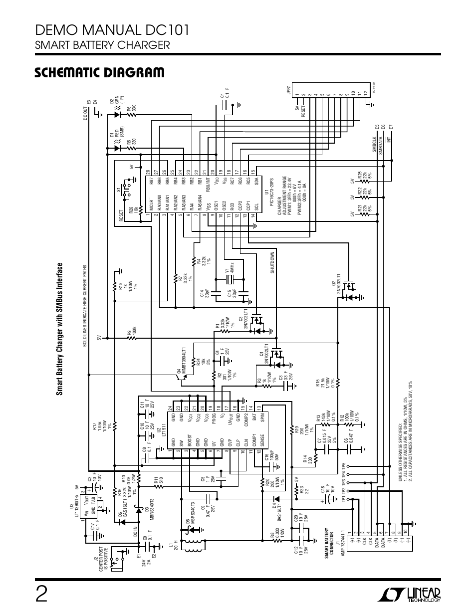 Demo manual dc101, Sche atic diagra w w, Smart battery charger | Smart battery charger with smbus interface | Linear DC101 User Manual | Page 2 / 8