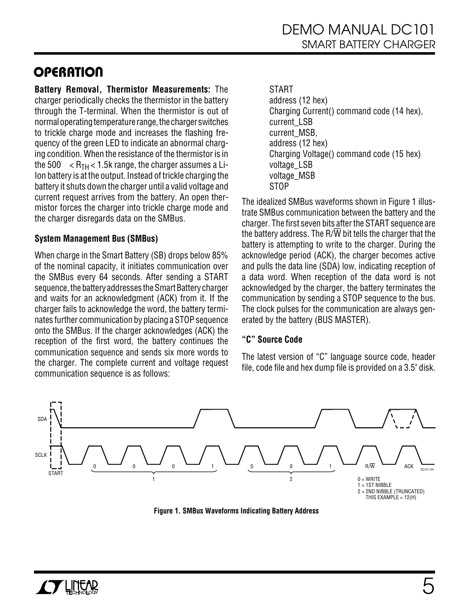 Demo manual dc101, Operatio u, Smart battery charger | Linear DC101 User Manual | Page 5 / 8