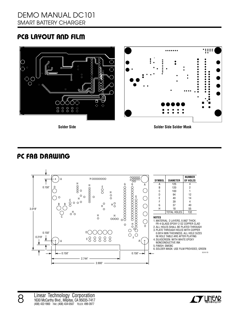 Demo manual dc101, Pcb layout a d fil u w, Pc fab drawi g u | Linear DC101 User Manual | Page 8 / 8