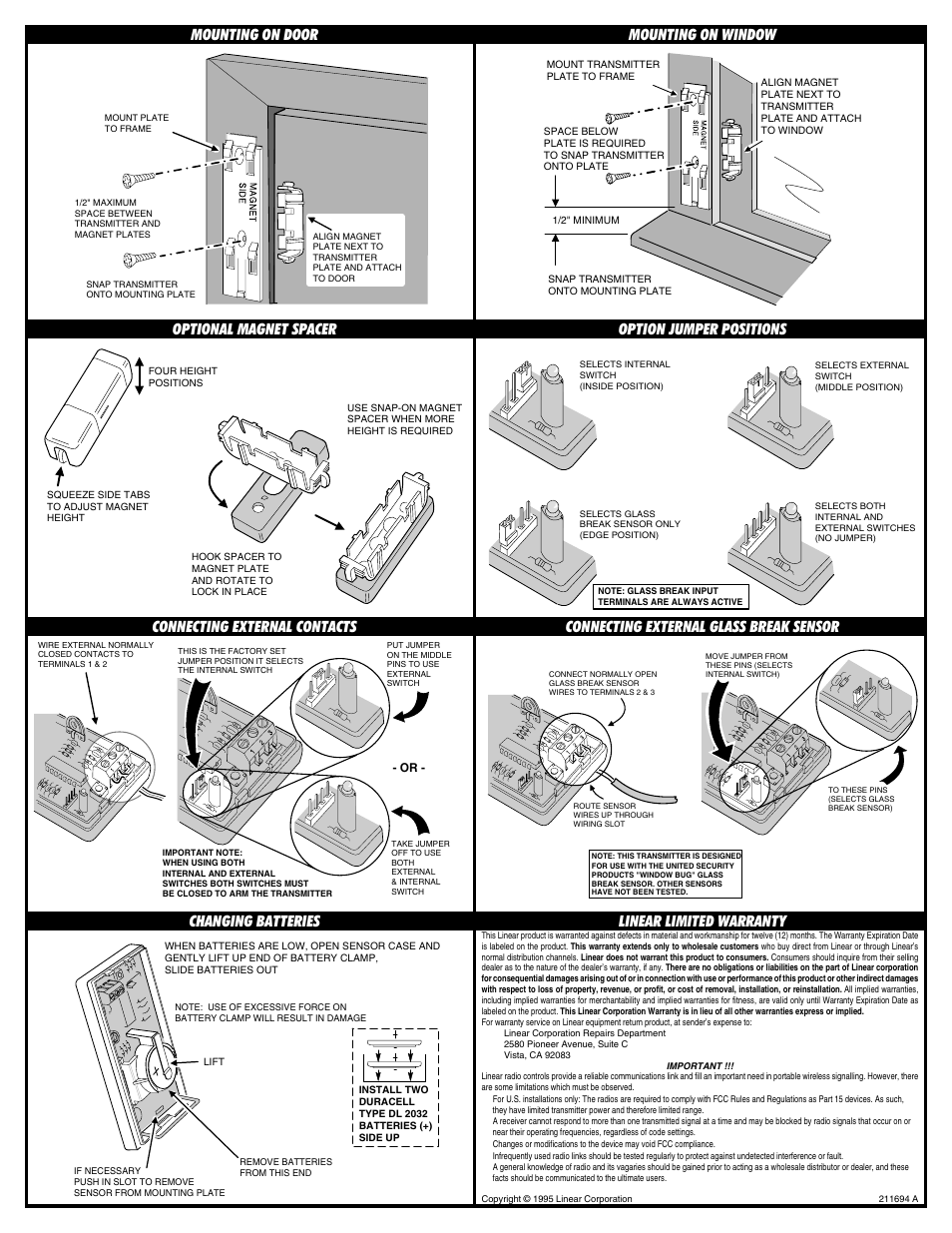 Linear DOOR/WINDOW TRANSMITTER DXT-31 User Manual | Page 2 / 2