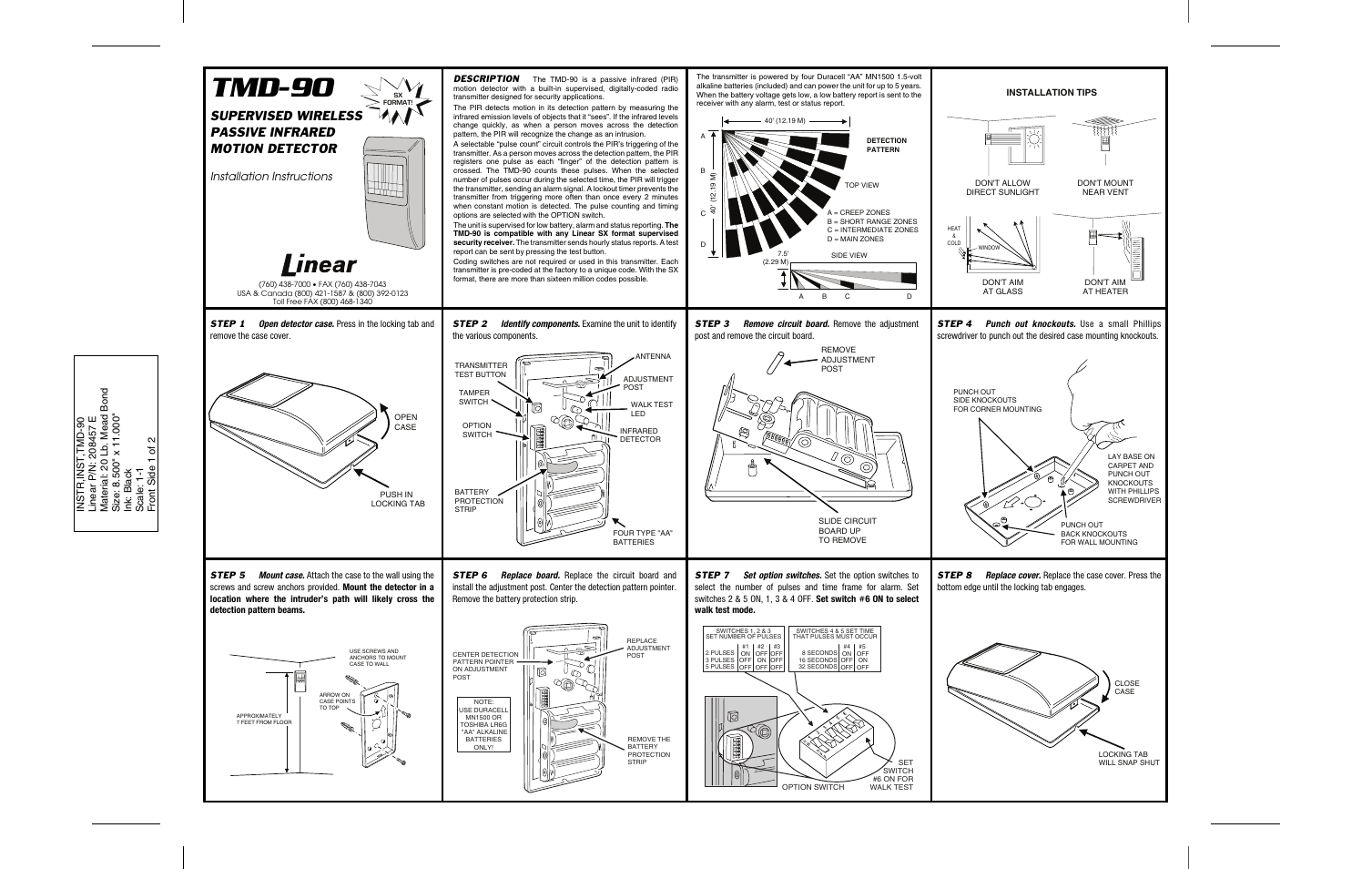 Linear TMD-90 User Manual | 2 pages