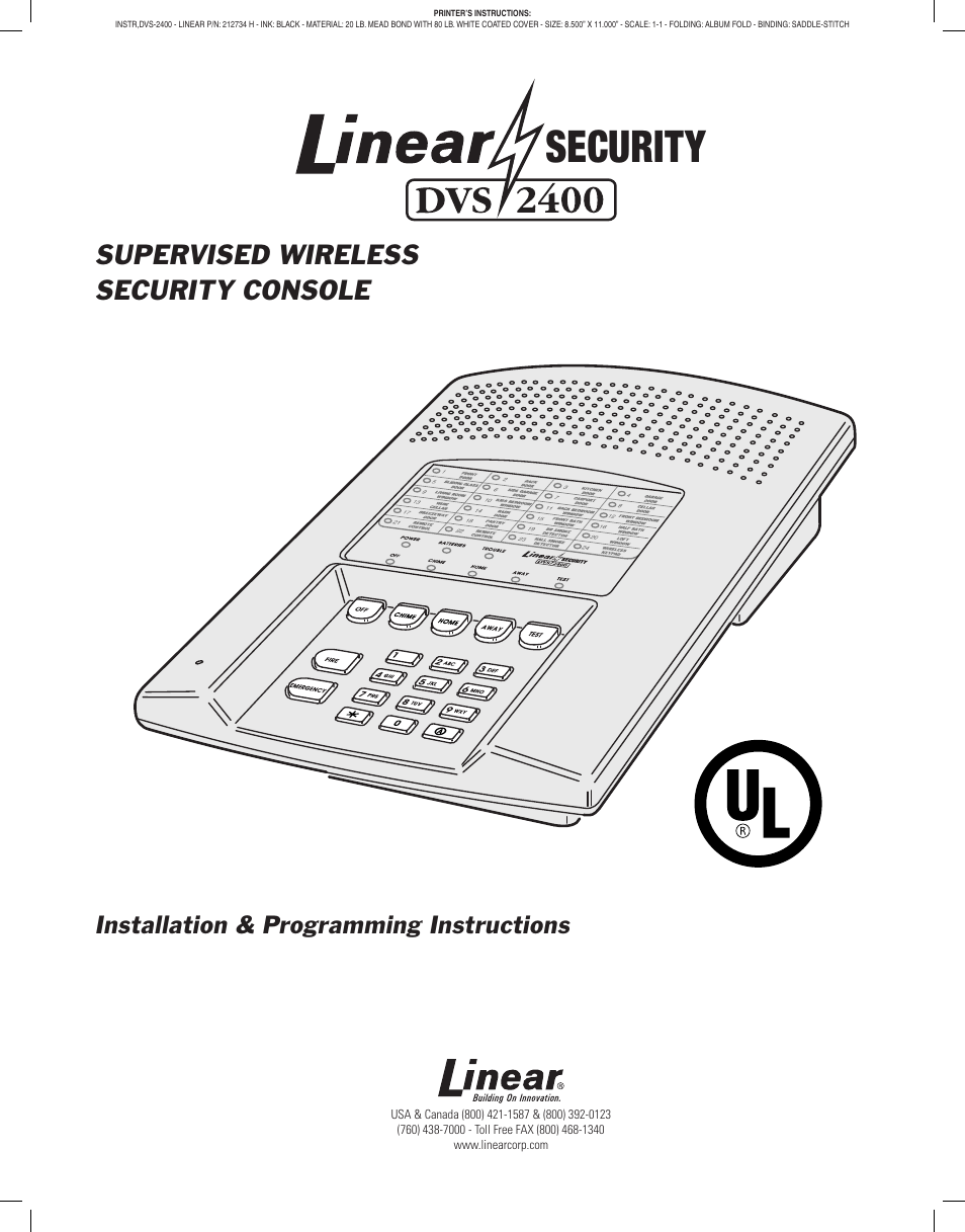 Linear DVS-2400 User Manual | 44 pages