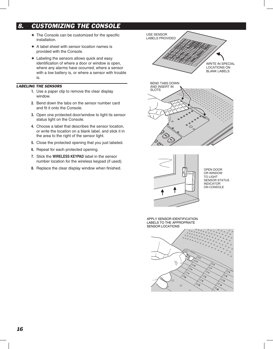 Customizing the console | Linear DVS-2400 User Manual | Page 18 / 44