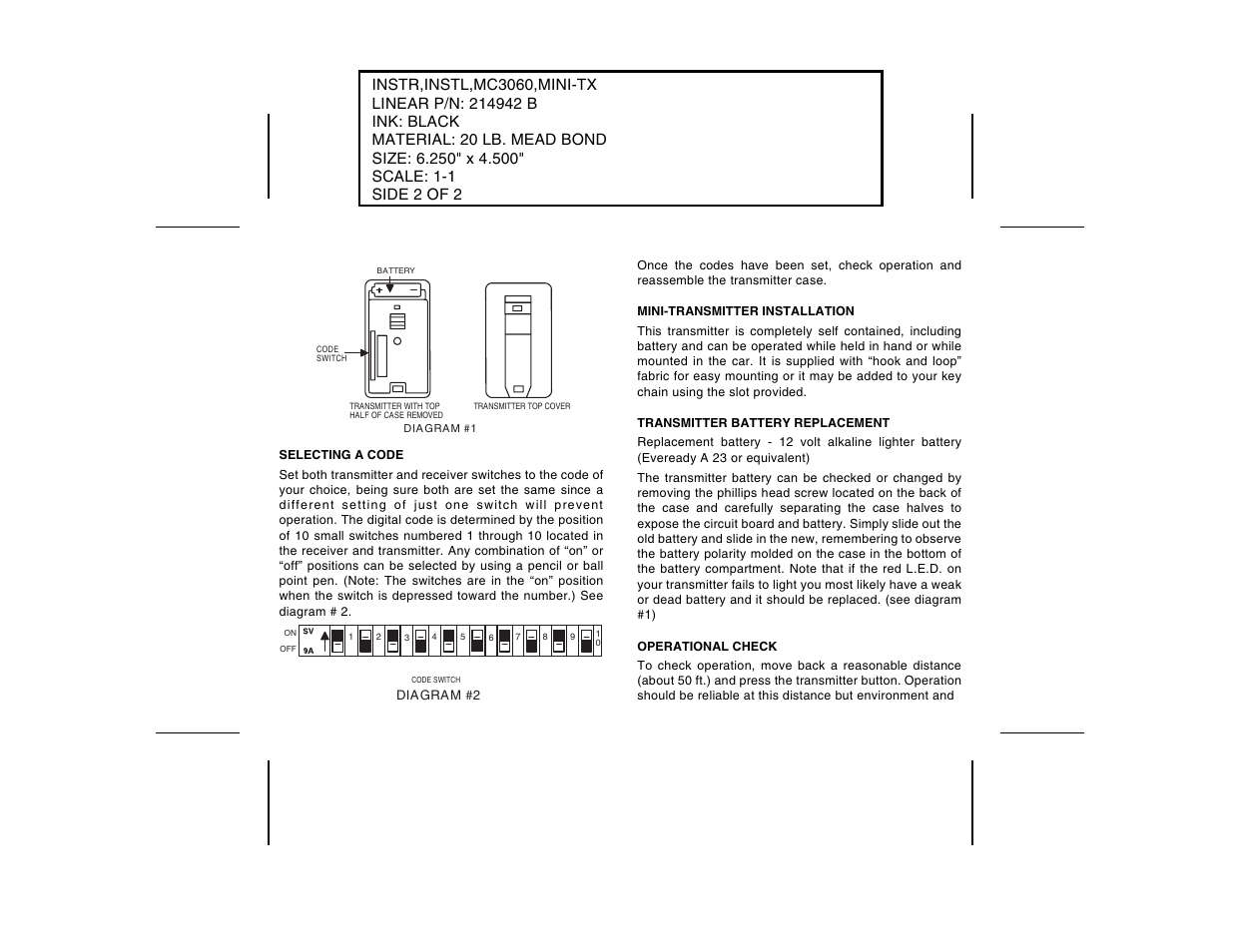 Linear 3060 User Manual | Page 2 / 2