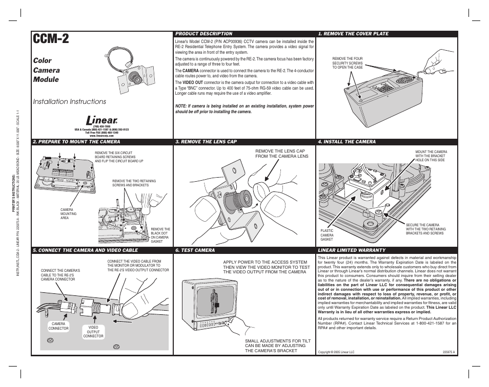 Linear CCM-2 User Manual | 1 page