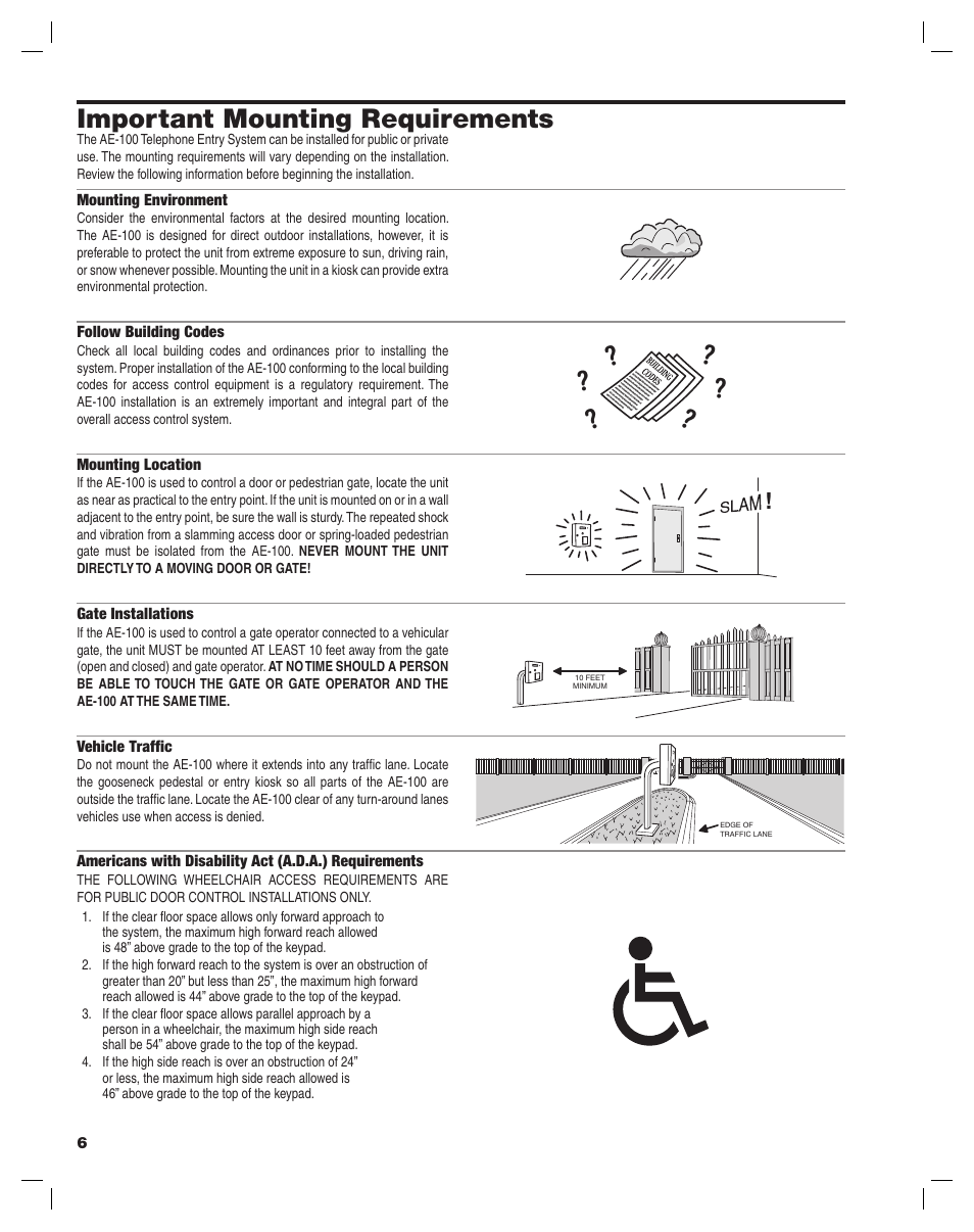 Important mounting requirements | Linear AE-100 User Manual | Page 6 / 36