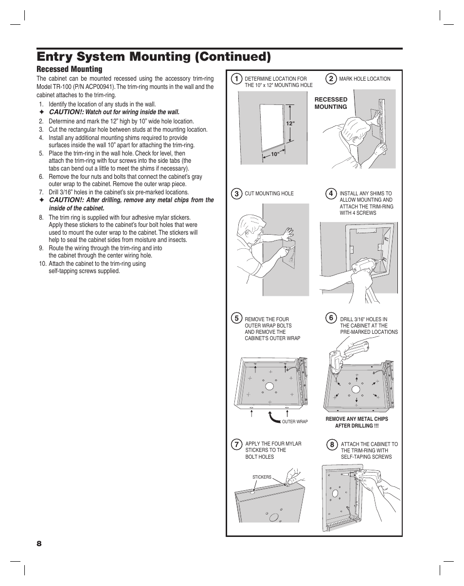 Entry system mounting (continued) | Linear AE-100 User Manual | Page 8 / 36