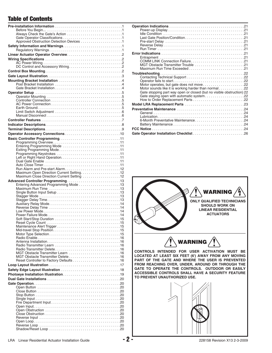 Linear LRA User Manual | Page 2 / 28