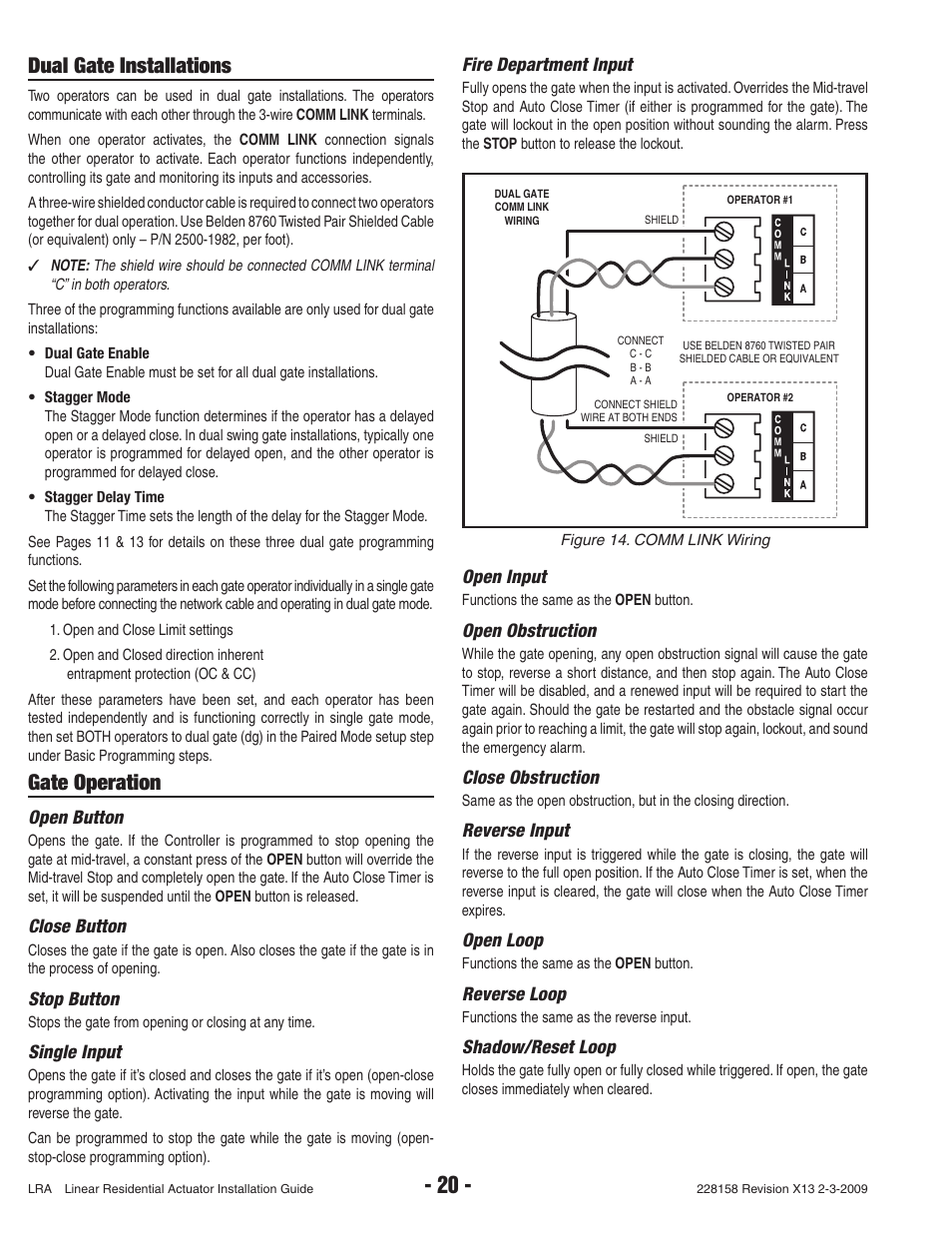 Dual gate installations, Gate operation | Linear LRA User Manual | Page 22 / 28
