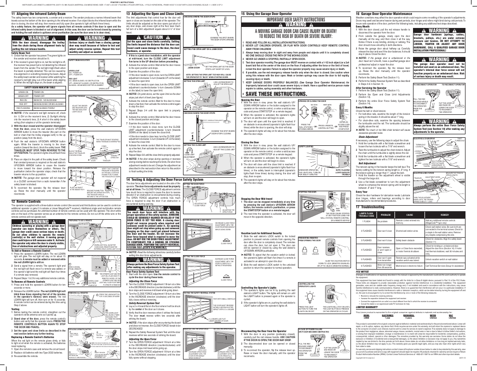 Warning, Caution, Save these instructions | Linear BELT-DRIVE LSO50 User Manual | Page 2 / 2