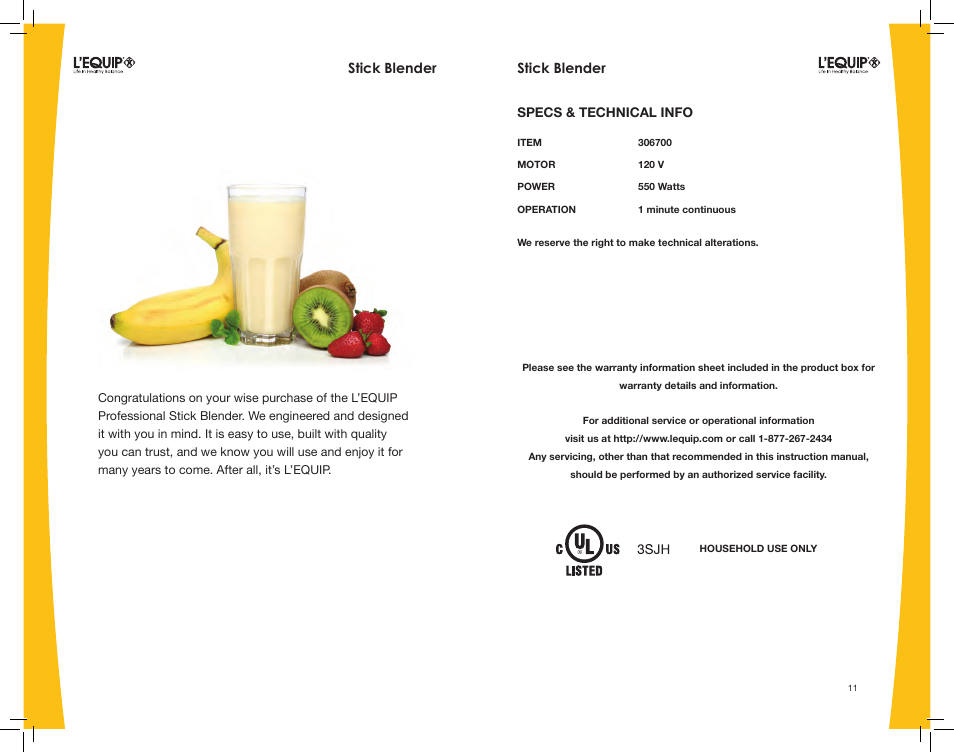 Stick blender | L'Equip PROFESSIONAL 306700 User Manual | Page 2 / 6