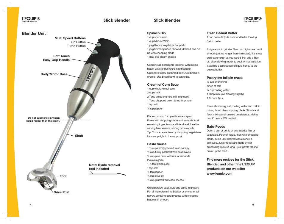 Stick blender | L'Equip PROFESSIONAL 306700 User Manual | Page 4 / 6