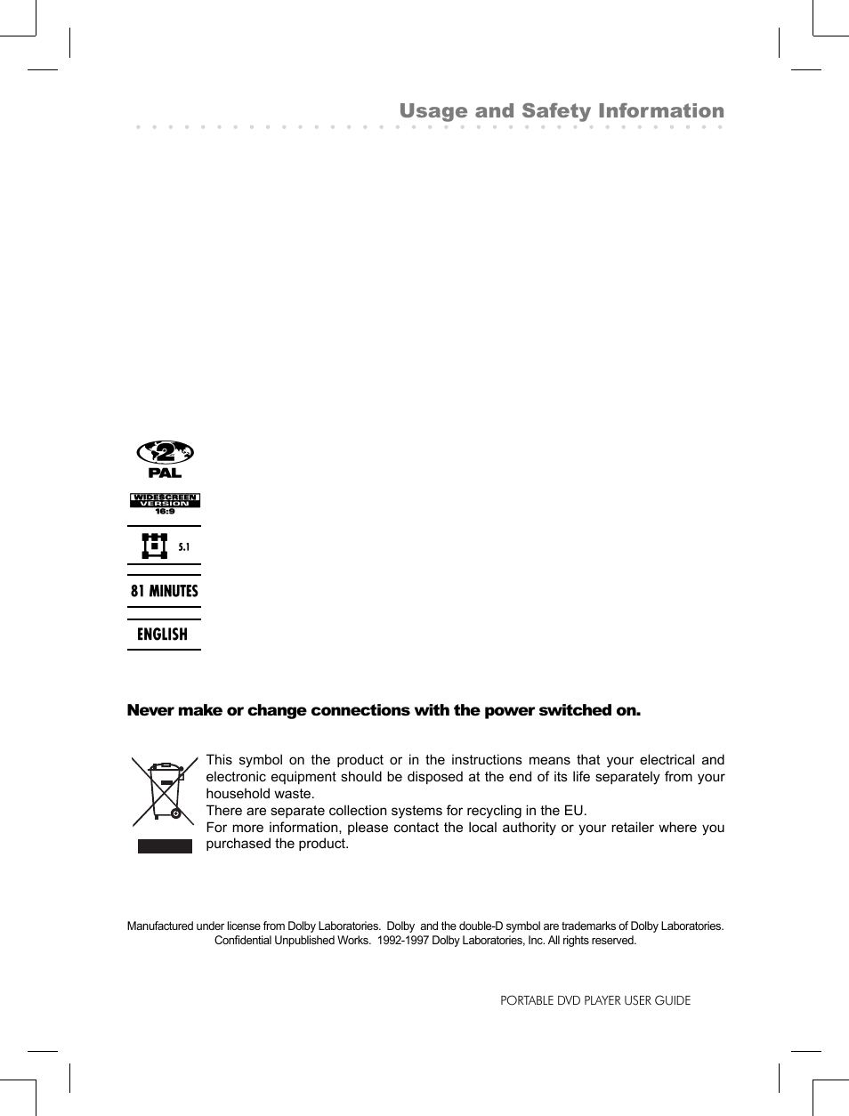 Usage and safety information | Logik LPD850 User Manual | Page 3 / 27