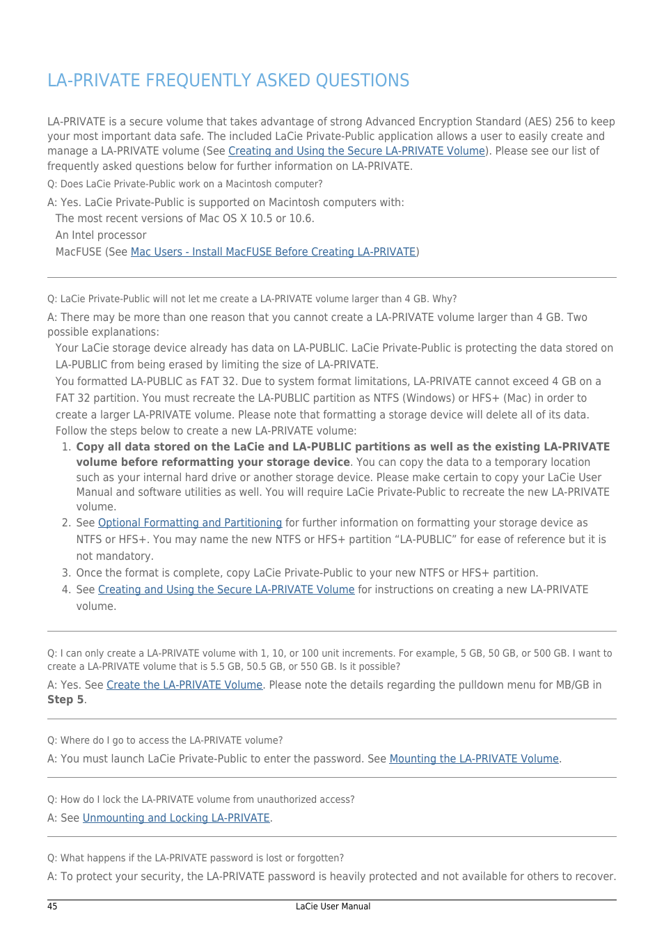 La-private frequently asked questions | LaCie 14F User Manual | Page 45 / 54