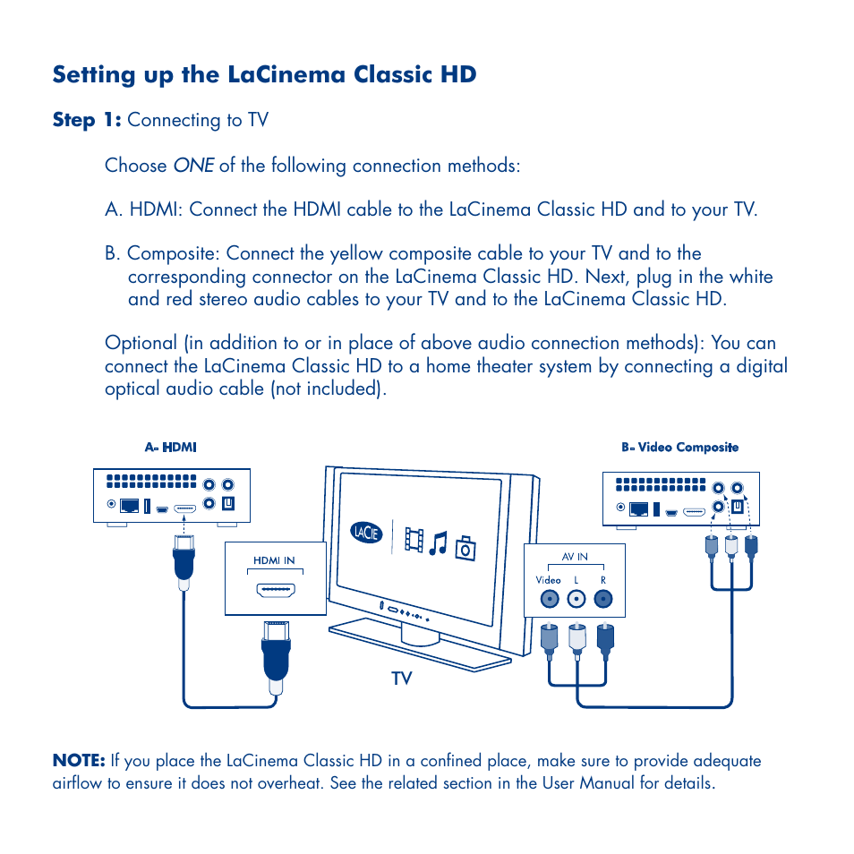 Setting up the lacinema classic hd | LaCie La Cinema Classic HD User Manual | Page 6 / 42