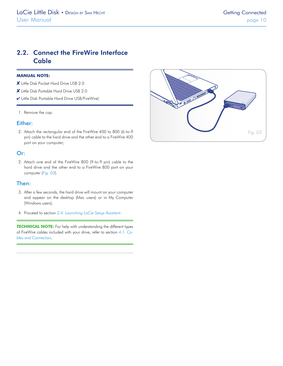 Connect the firewire interface cable, Lacie little disk, User manual | LaCie Little Big Disk User Manual | Page 10 / 27