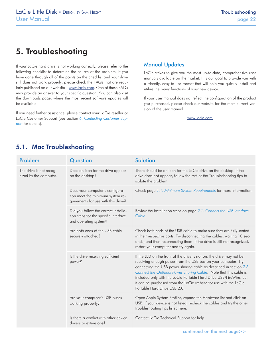 Troubleshooting, Mac troubleshooting, Lacie little disk | User manual | LaCie Little Big Disk User Manual | Page 22 / 27